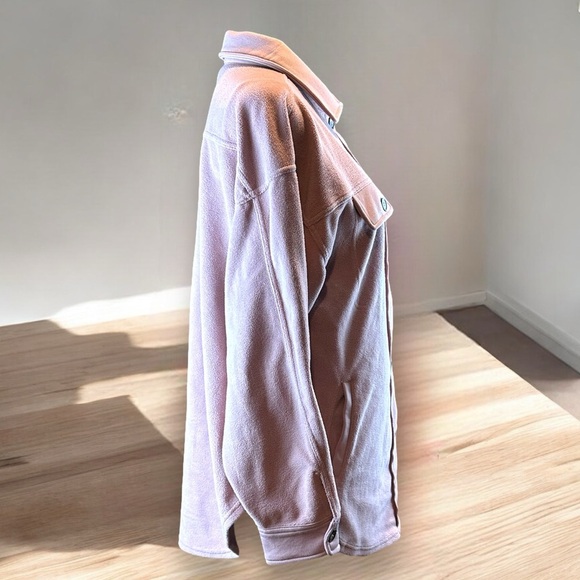 Bibi Women's Fleece Jacket Light Pink Mauve Oversized Relaxed Fit SM Pockets - Picture 6 of 10